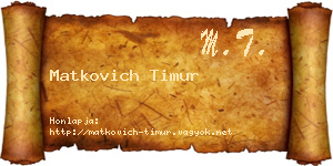 Matkovich Timur névjegykártya